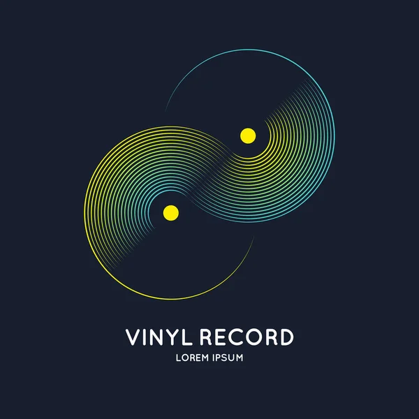 Αφίσα του δίσκου Vinyl. Μουσική εικονογράφησης σε σκοτεινό φόντο. — Διανυσματικό Αρχείο