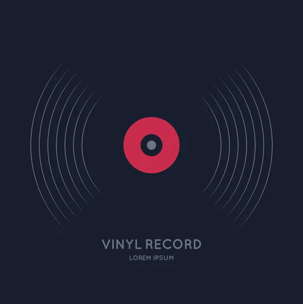 Affiche van het Vinyl record. Illustratie muziek op donkere achtergrond. — Stockvector