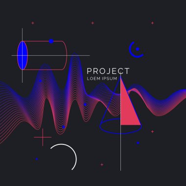 Popüler sanat geometrik arka plan düz, minimalist Memphis tarzı ile. Vektör poster