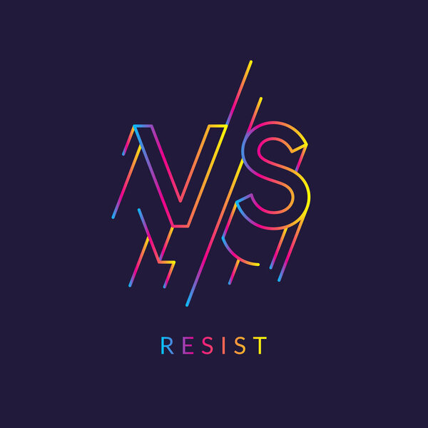 Яркие плакатные символы противостояния VS, могут быть одним и тем же логотипом. Векторная иллюстрация на тёмном фоне
