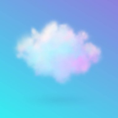 Şeffaf renkli bulut gökyüzü üzerinde. Gerçekçi illüstrasyon.