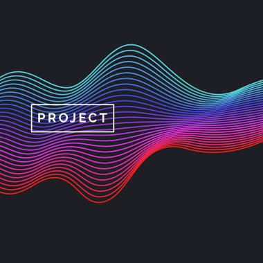 Dinamik dalgalar ile parlak poster. Resimde en az düz stil