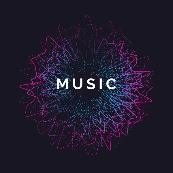 Music poster. Vector abstract background with dynamic waves, line and particles. — Stock Vector