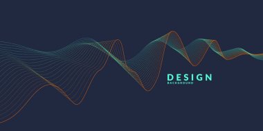 Renkli dinamik dalgalar, çizgi ve parçacıklara sahip soyut vektör arkaplanı.