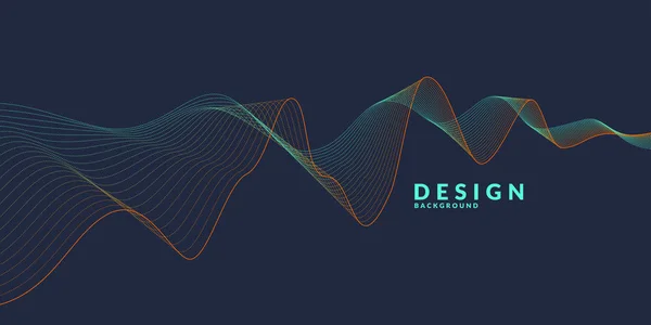 Fond abstrait vectoriel avec des ondes dynamiques colorées, une ligne et des particules. — Image vectorielle