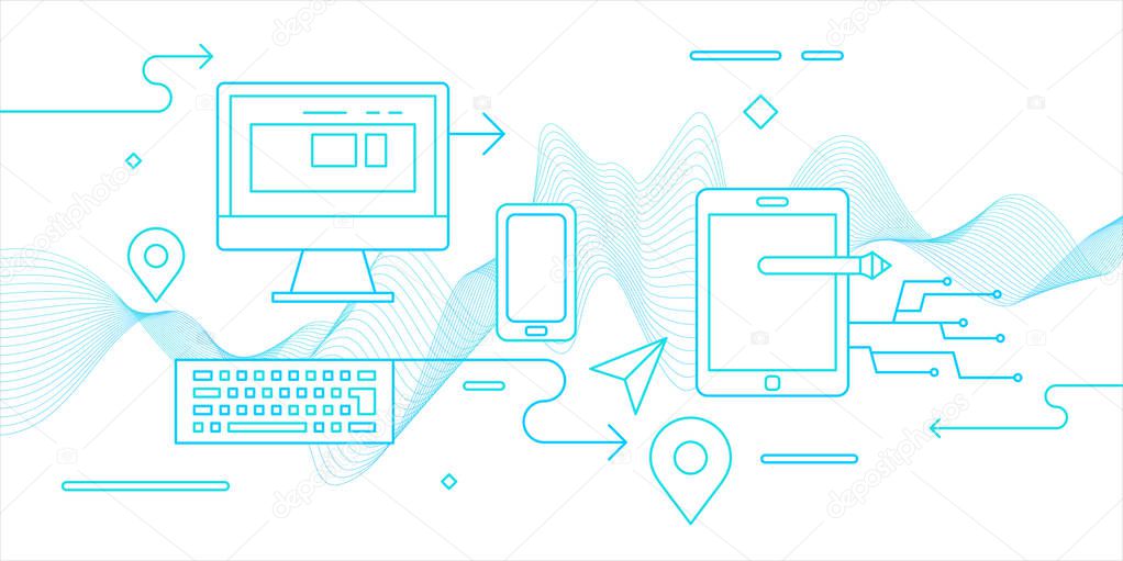 Modern flat illustration electronic devices.