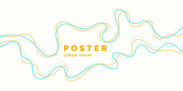Яркий постер с динамическими волнами. Иллюстрация минимальный плоский стиль
