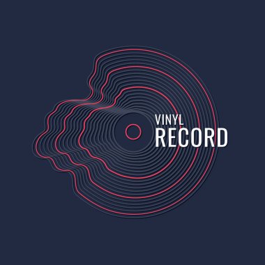 Vinil plağın posteri. Koyu arkaplanda resim müziği.