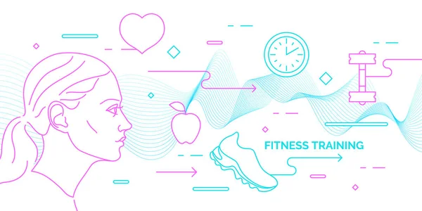 Entrenamiento de fitness moderno ilustración plana . — Vector de stock