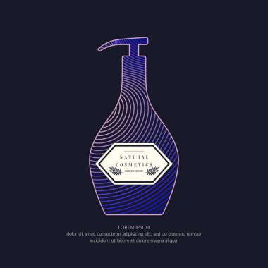 Kozmetik konteyner ile dinamik çizgiler ve dalgalar. Parlak modern poster için cilt bakım ürünleri satışı için.