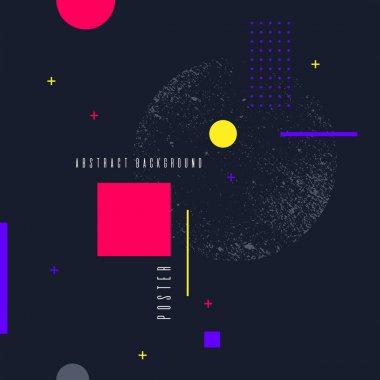 Retro soyut geometrik arka plan. Düz figürlü poster..