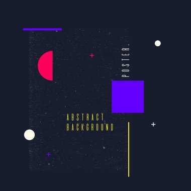 Retro soyut geometrik arka plan. Düz figürlü poster..