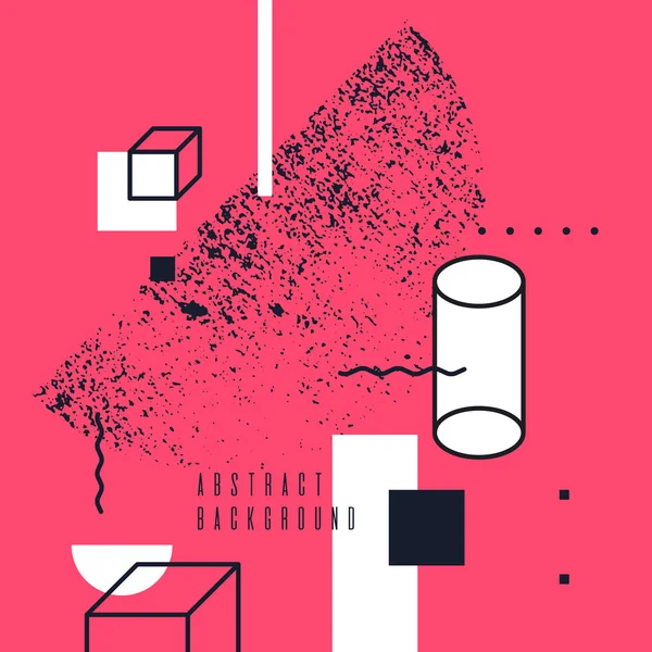 Moderno fondo geométrico de arte abstracto con un estilo plano y minimalista de Memphis. Cartel vectorial — Archivo Imágenes Vectoriales