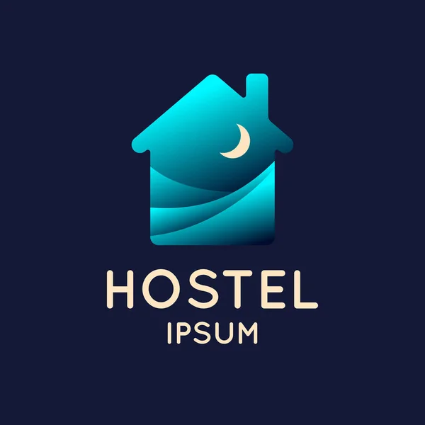 Modern kavramsal vektör logo Hostel. Resimde bir minimalist çizgi film tarzı. — Stok Vektör