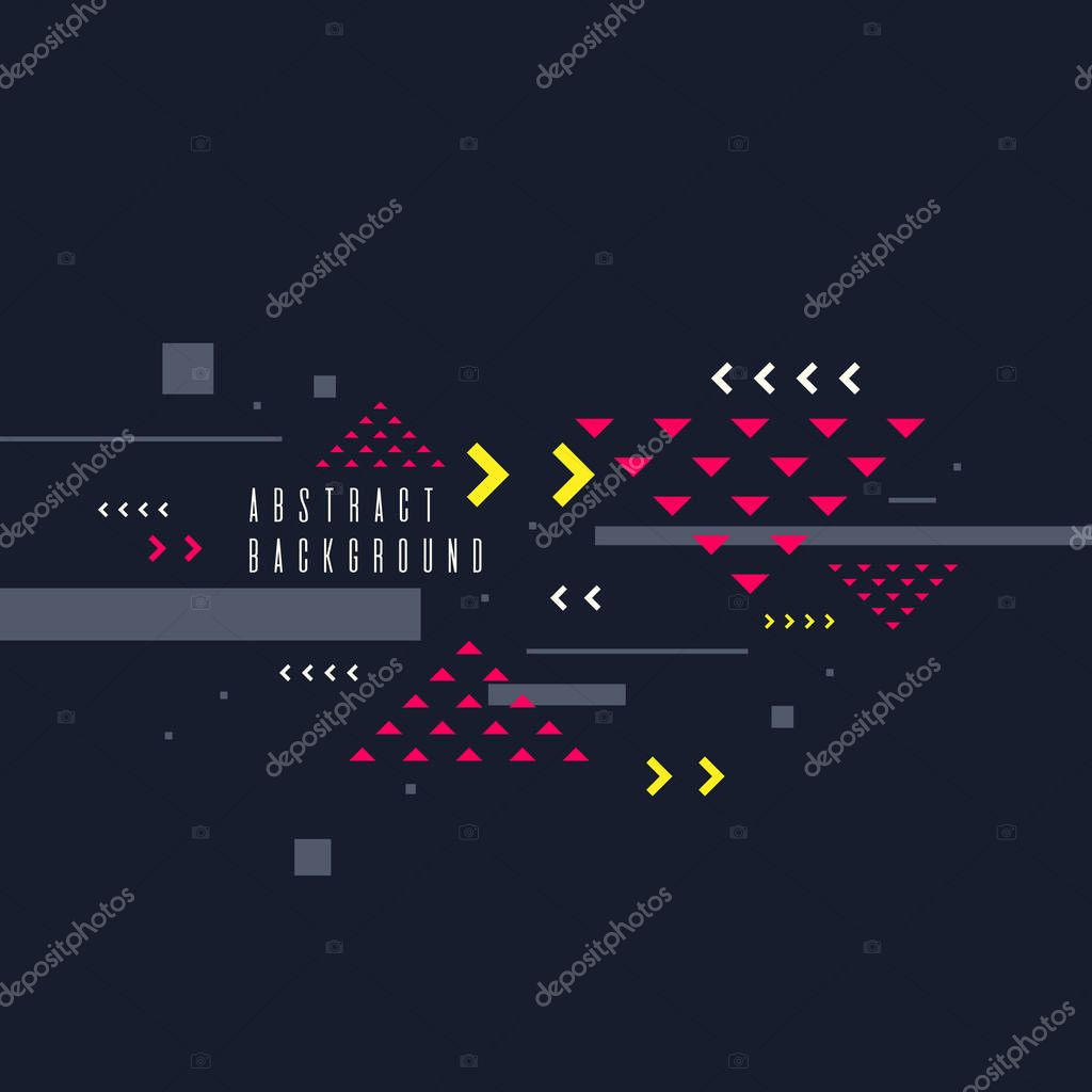 Retro abstract geometric background. The poster with the flat figures. Vector illustration.