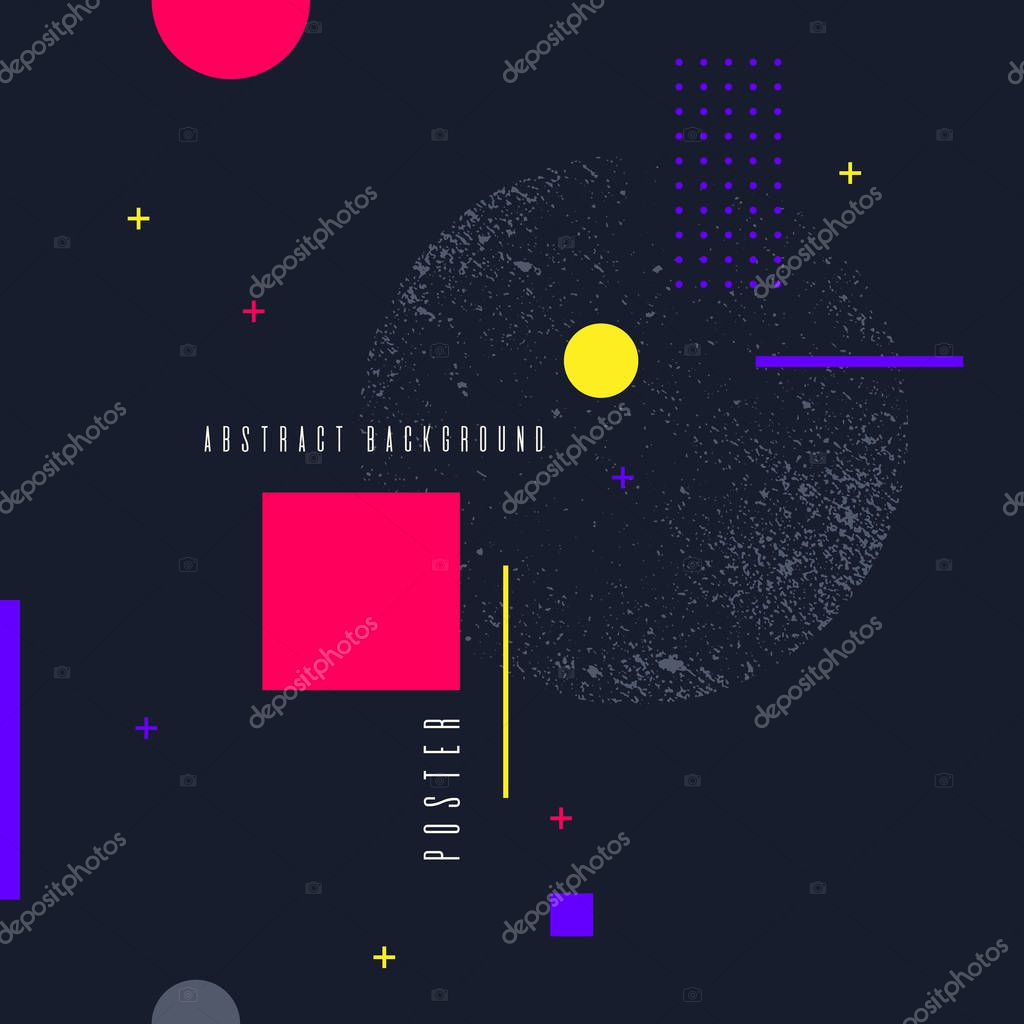 Retro abstract geometric background. The poster with the flat figures. Vector illustration.