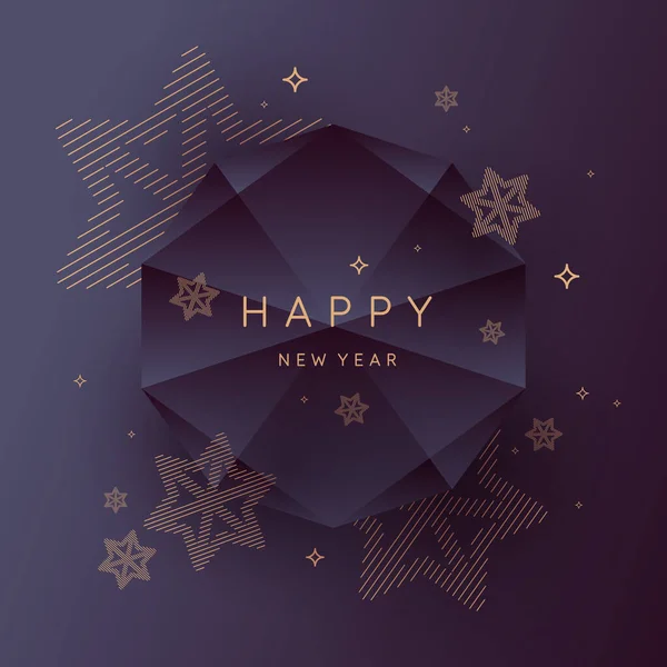 Happy New Year poster. Abstract polygonal object in the background. Low poly design. — Stock Vector