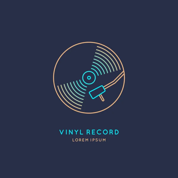 Poster of Vinyl record. Vector illustration music on dark background. — Stock Vector