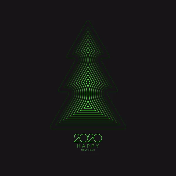 Antecedentes con la inscripción Feliz Año Nuevo 2020. Ilustración vectorial en estilo plano con líneas verdes . — Vector de stock