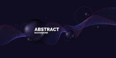 Modern poster. Arka planda siyah küre. Soyut resimleme.