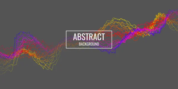 Fondo abstracto vectorial con ondas dinámicas, líneas y partículas punteadas de colores . — Archivo Imágenes Vectoriales