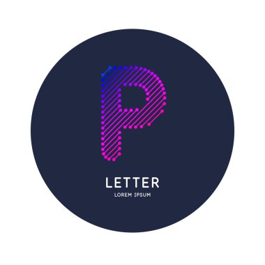 Latin alfabesinin P harfi. Parlak çağdaş bir tarzda görüntü karakteri.