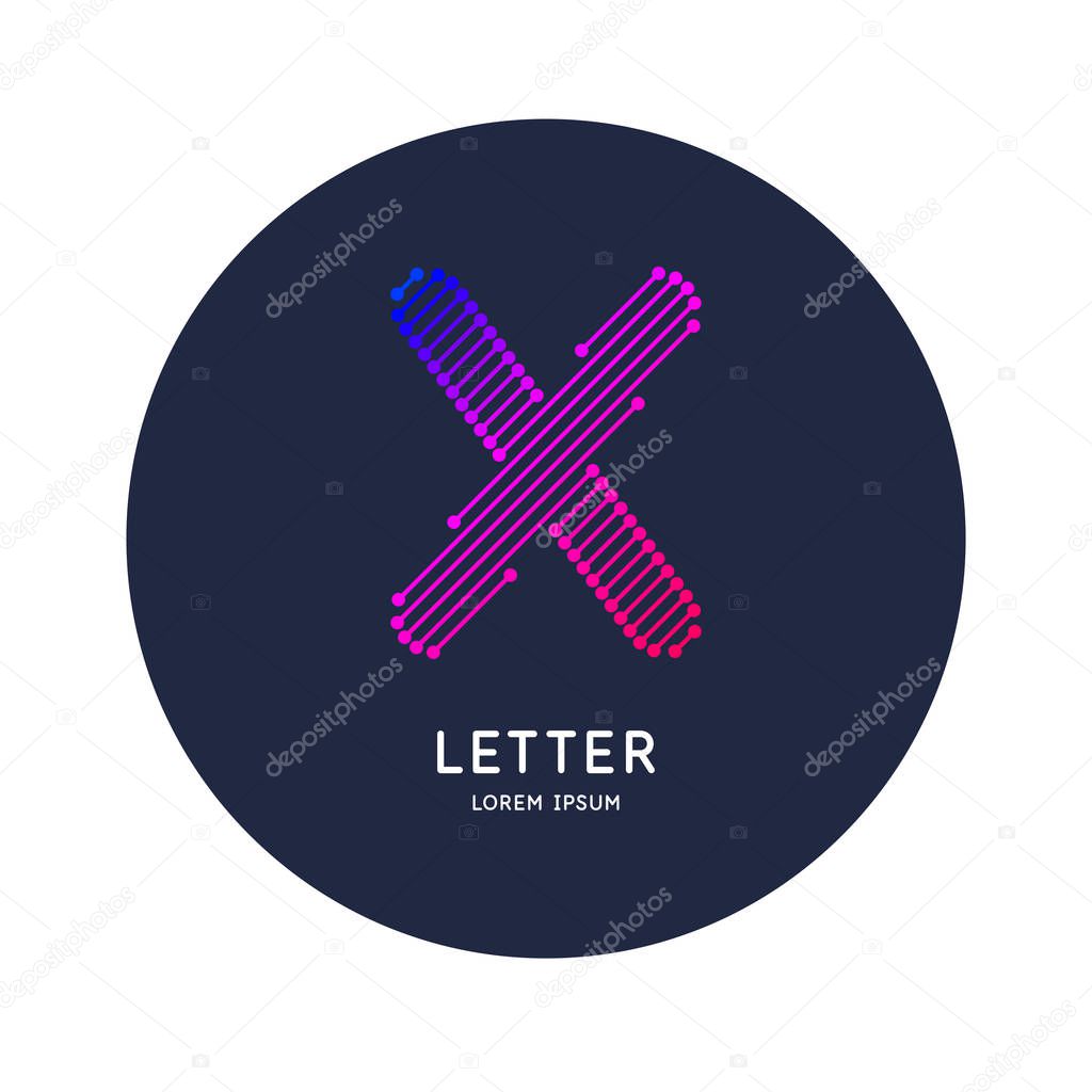 The letter X of the Latin alphabet. Display character in a bright contemporary style. Vector illustration