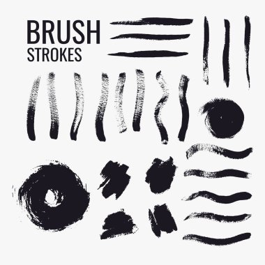 Arka plan. Vektör mürekkep vuruşları ile kuru bir fırça seti.