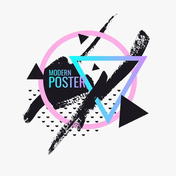 Seni abstrak modern Latar belakang geometris dengan gaya datar dan minimalis. Poster vektor - Stok Vektor