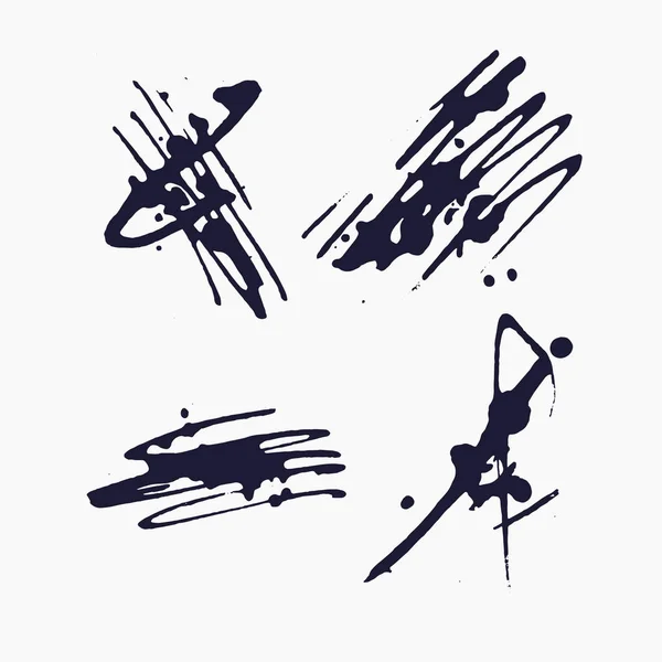 Contexte abstrait. Jeu de traits d'encre vectorielle avec une brosse sèche . — Image vectorielle