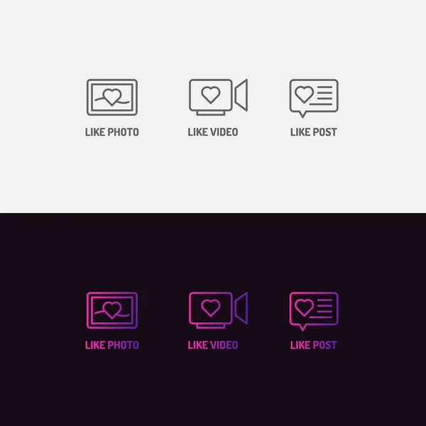 Conjunto de iconos para redes sociales. Como marca para fotos y videos. Elementos para un blog . — Vector de stock
