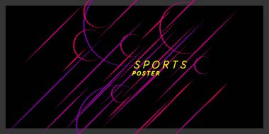 Dinamik çizgileri olan soyut elementler. Spor afişi. Modern vektör illüstrasyonu.