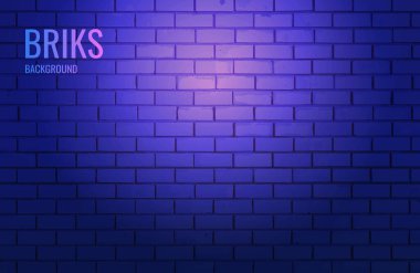 Wall with brickwork, illuminated by the light of a lantern. Vector background.