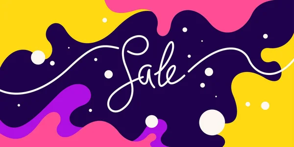 Bright colorful Sale poster with dynamic waves and splashes. — Stok Vektör