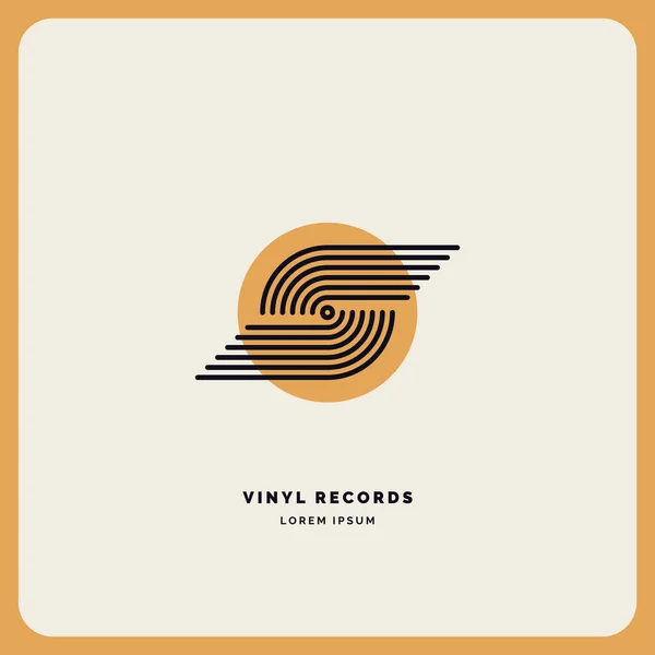 Emblema del disco de Vinilo. Signo lineal. Música de ilustración vectorial . — Vector de stock