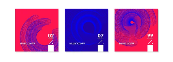 A set of music covers with abstract elements in a flat style. Template for the design. — Stock Vector