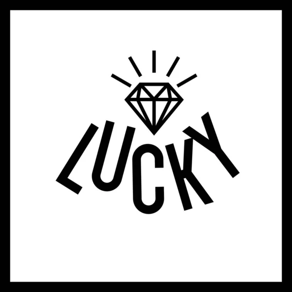 Stylish inscription Lucky for design and print on clothing. Modern typography with graphic elements. — Stock Vector
