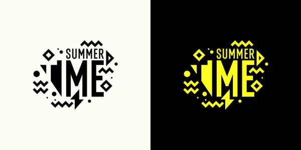 Cartaz de verão em estilo moderno. Tipografia moderna com elementos gráficos em estilo preto e branco . —  Vetores de Stock