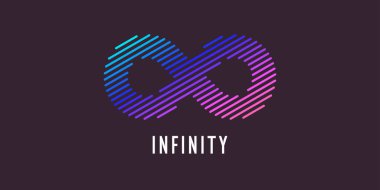 Dinamik dalgalar sonsuzluğun işaretini oluşturur. Modern vektör illüstrasyonu.