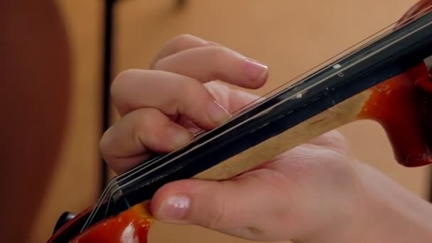 Рука на струнах скрипки — стокове відео