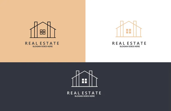 Ilustración Conjunto Vectores Diseño Logotipos Inmobiliarios Modernos — Archivo Imágenes Vectoriales