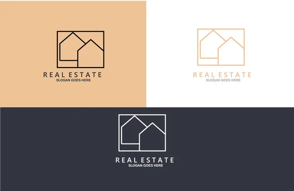 Ilustración Conjunto Vectores Diseño Logotipos Inmobiliarios Modernos — Archivo Imágenes Vectoriales