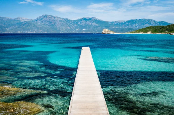View Pier Beautiful Turquoise Lagoon Corsica Island France — Stock Photo, Image