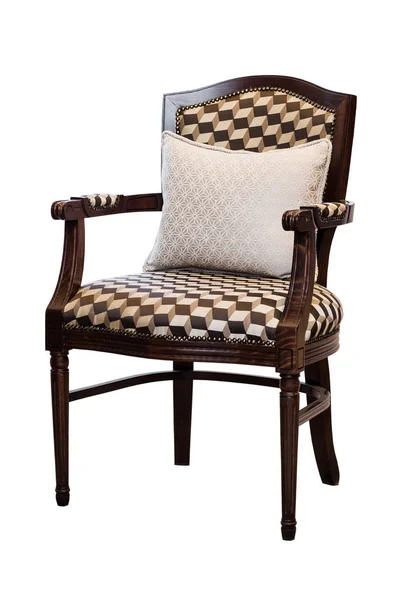 Gepolsterter Alter Stuhl Isoliert Auf Weißem Hintergrund — Stockfoto