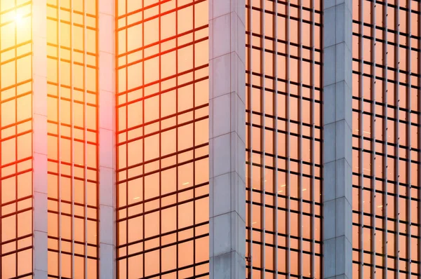 Modern glass building business center. Skyscraper in the city. The sun\'s rays are reflected in the glass surface of the building. Bottom view.