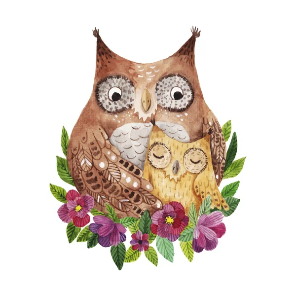 Design of cute owls — ストックベクタ