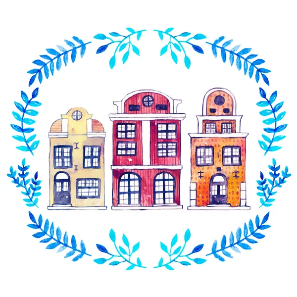 Cute colored buildings — ストックベクタ