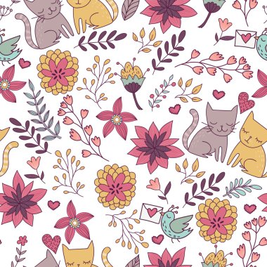 çiçekler ve kuşlar set