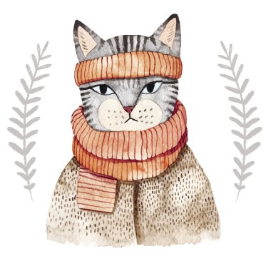 Fularlı sevimli kedi