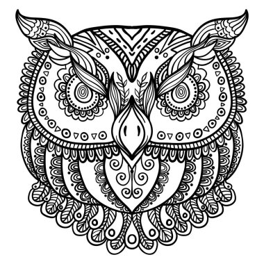 Zentangle soyut baykuş esin kaynağı oldu. Vektör el çizilen illüstrasyon.